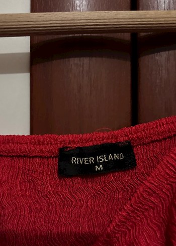 Kısa Kol Drapeli Kırmızı Mini Bluz - Görsel 2