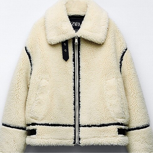 Zara suni Kürklü Biker Ceket