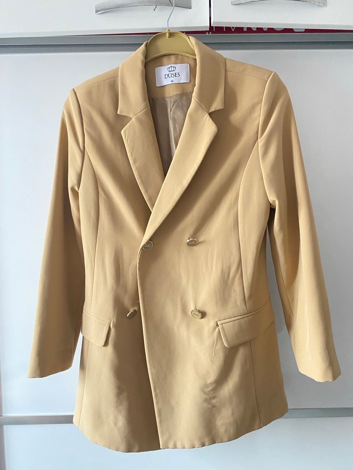 Bej Düğmeli Kadın Blazer Ceket - Görsel 3