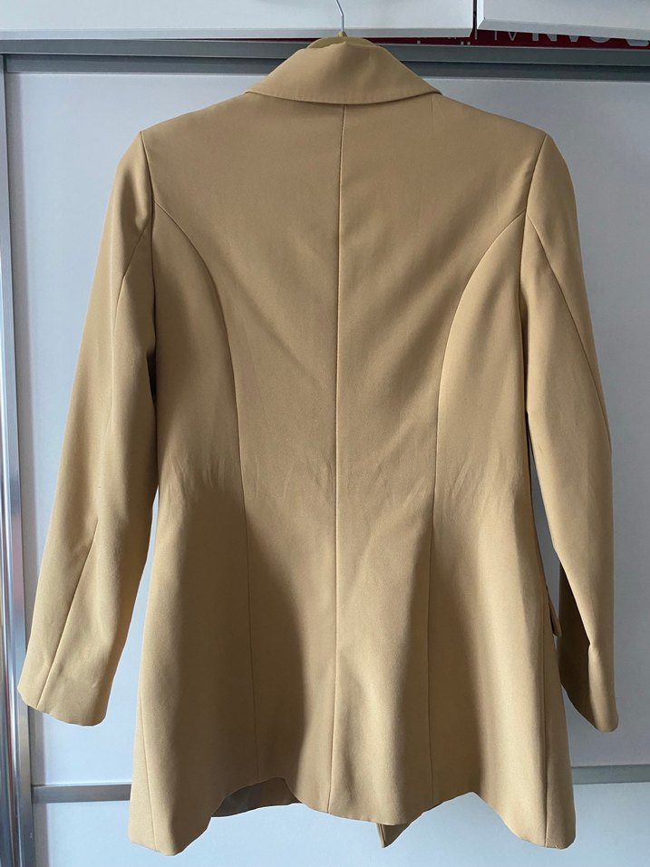 Bej Düğmeli Kadın Blazer Ceket - Görsel 4