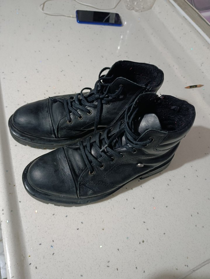 Siyah Erkek Bağcıklar - Grunge Punk Tarzı - Görsel 2