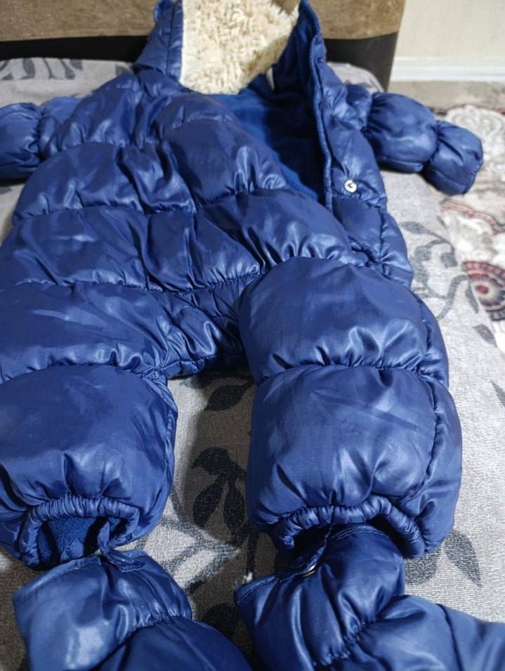 Mavi Erkek Bebek Kürklü Tulum - Görsel 2