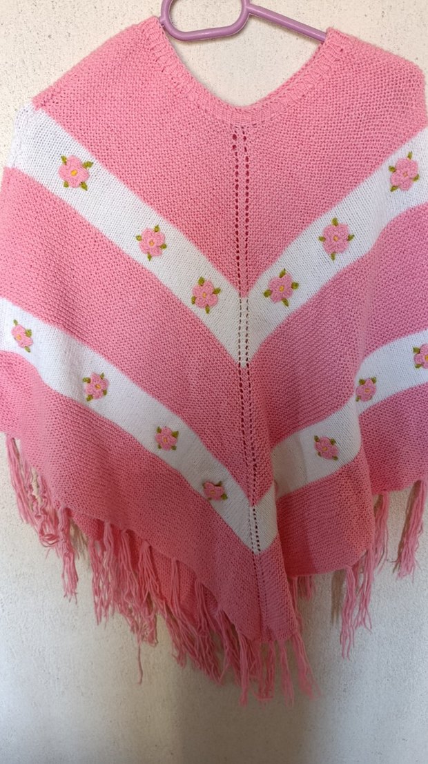 Pembe Nakışlı Bohem Kız Panço - Görsel 2