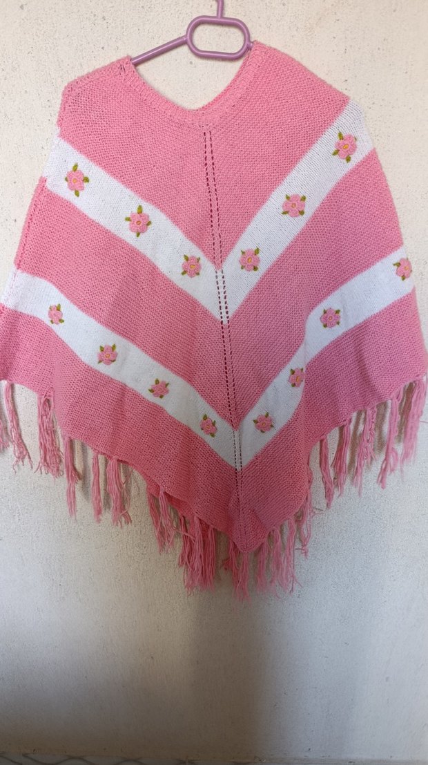 Pembe Nakışlı Bohem Kız Panço - Görsel 4