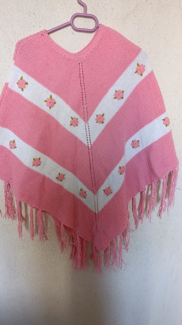 Pembe Nakışlı Bohem Kız Panço - Görsel 3