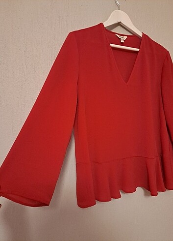 Kadın Kırmızı Uzun Kollu Bluz 