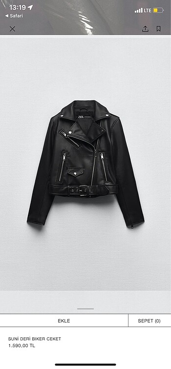 Zara Suni Deri Biker Ceket