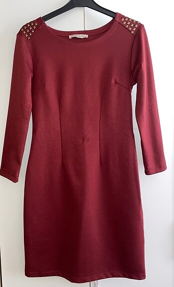 Bordo triko elbise