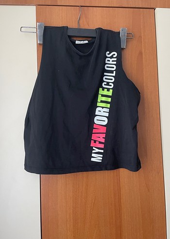 Kız Çocuk Siyah Baskılı Askısız Tişört - Görsel 2