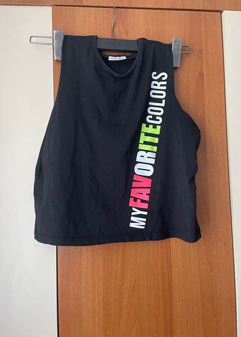 Kız Çocuk Siyah Baskılı Askısız Tişört - Görsel 3