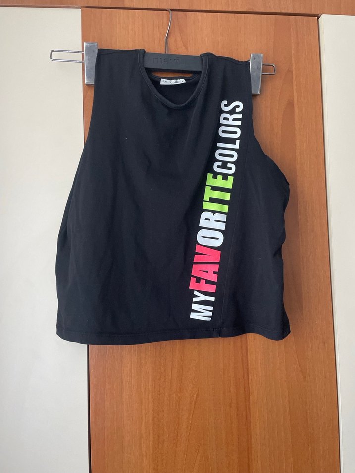 Kız Çocuk Siyah Baskılı Askısız Tişört - Görsel 3