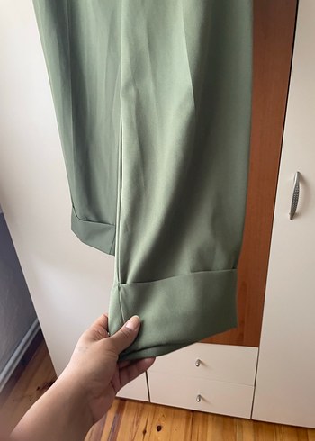 Defacto Kadın Yeşil Midi Rahat Kesim Kumaş Pantolon