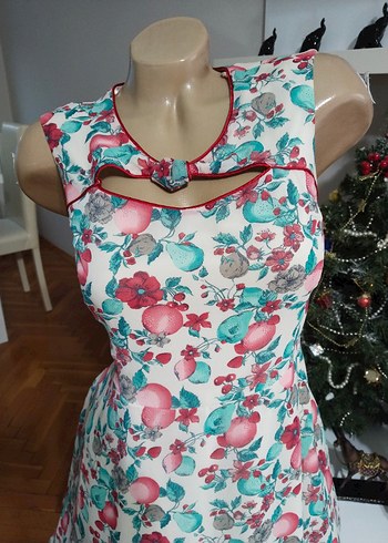 Pastel Renkli Bohem Desenli Midi Elbise - Görsel 3