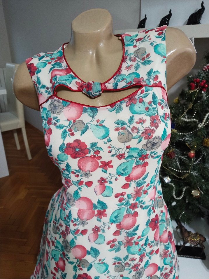 Pastel Renkli Bohem Desenli Midi Elbise - Görsel 3