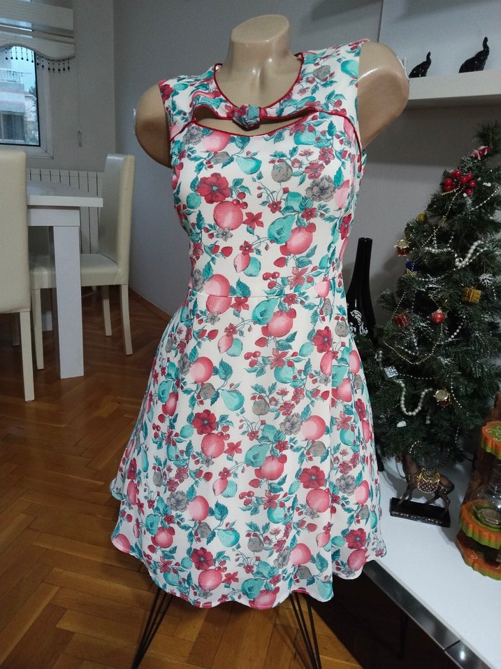 Pastel Renkli Bohem Desenli Midi Elbise - Görsel 5