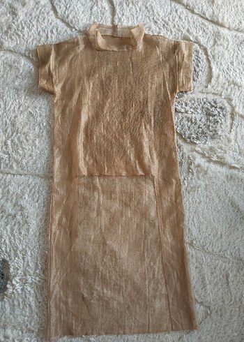 Bej Kısa Kolllu plaj elbisesi - Görsel 5