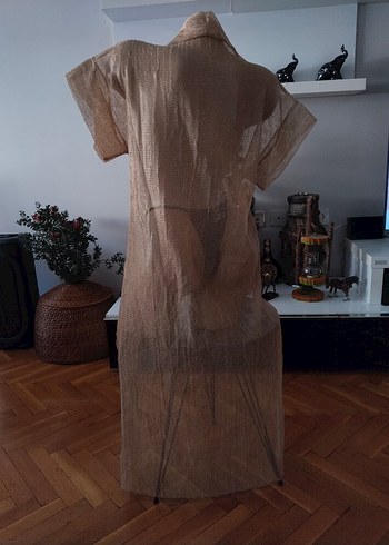 Bej Kısa Kolllu plaj elbisesi - Görsel 4