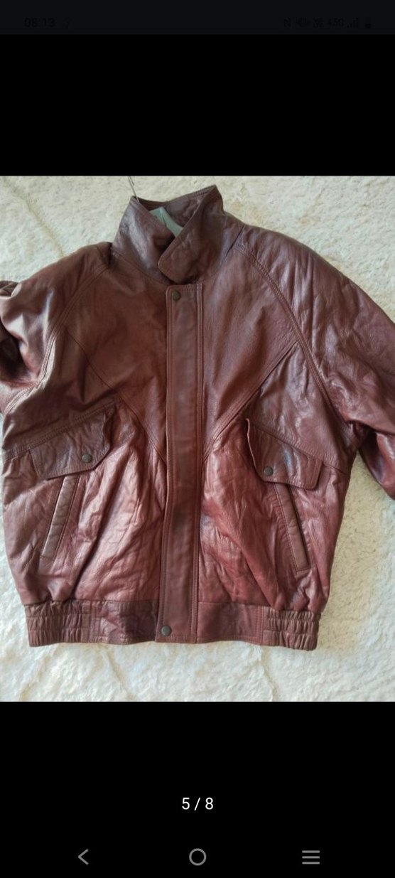 Gerçek deri bomber deri ceket - Görsel 4