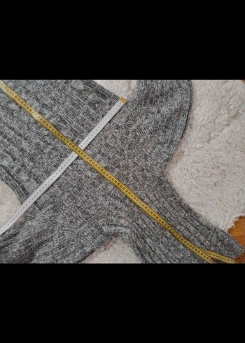 Gri Yarım Kollu Yüksek Yakalı Triko Elbise - Görsel 6