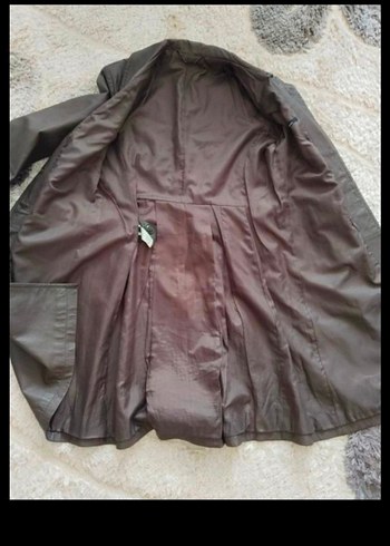 Düğmeli Deri Kadın Ceket trençkot - Görsel 8