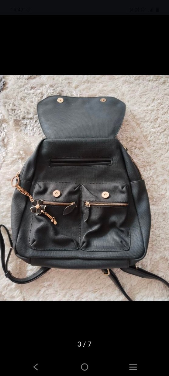 Siyah Deri Kadın Sırt Çantası - Görsel 3