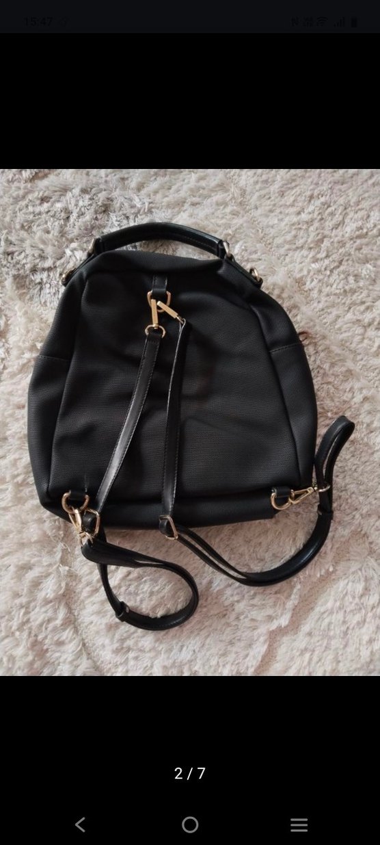 Siyah Deri Kadın Sırt Çantası - Görsel 2
