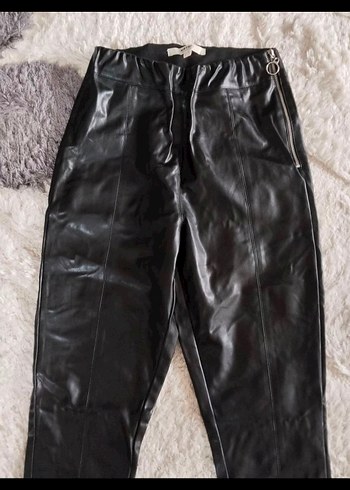 Siyah Deri Kadın Pantolon - Görsel 2