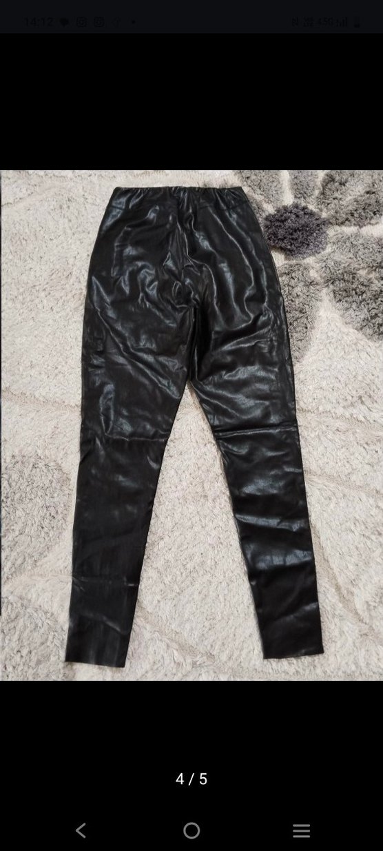 Siyah Deri Kadın Pantolon - Görsel 3