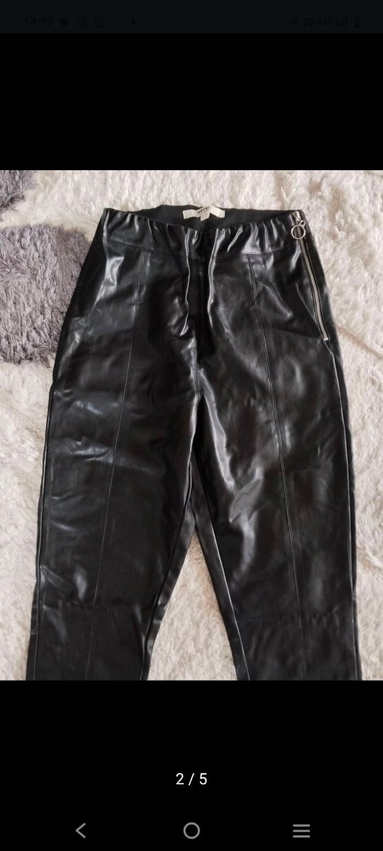 Siyah Deri Kadın Pantolon - Görsel 2