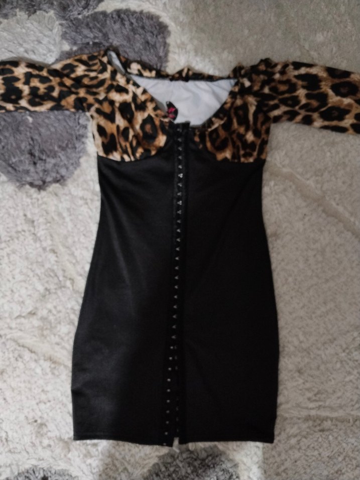 Leopar Desenli,Mini Elbise - Görsel 5