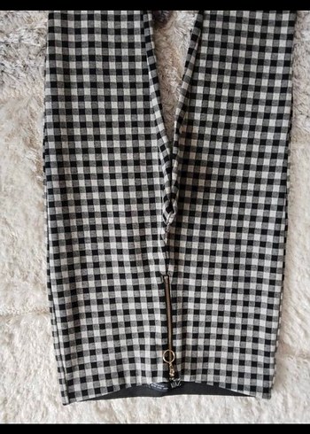 Gri Ekose Kadın Kumaş Pantolon - Görsel 3