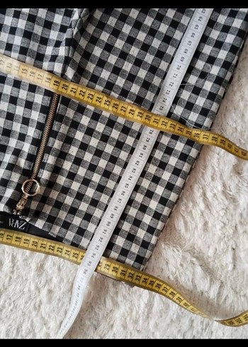 Gri Ekose Kadın Kumaş Pantolon - Görsel 4