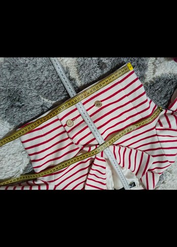 Çizgili Kısa Kesim Pembe Blazer Ceket - Görsel 7