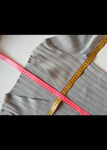 Gri V Yaka Kısa Kollu Kadın Triko - Görsel 7