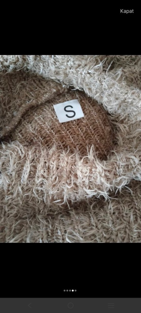 Kahverengi Boğazlı Kısa Örgü Kadın Kazak - Görsel 4
