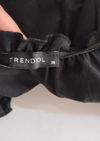 38 Beden siyah Renk Trendyol Siyah Fırfırlı Mini Gotik Elbise
