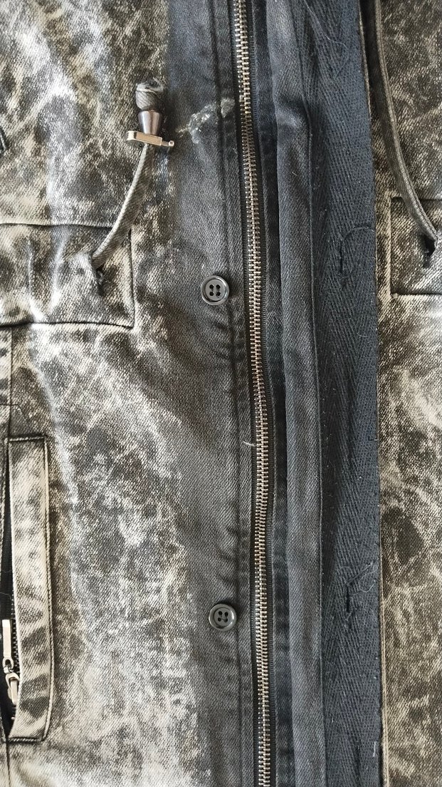 Batik Gri Kadın Denim Ceket, Kürklü Kapüşonlu, Bağcıklı Kol — görsel 8/12