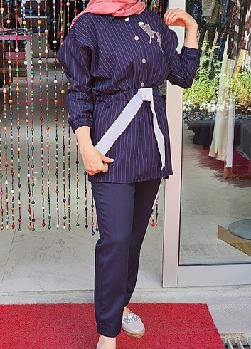 Missemramiss cizgili lacivert takım - Görsel 2