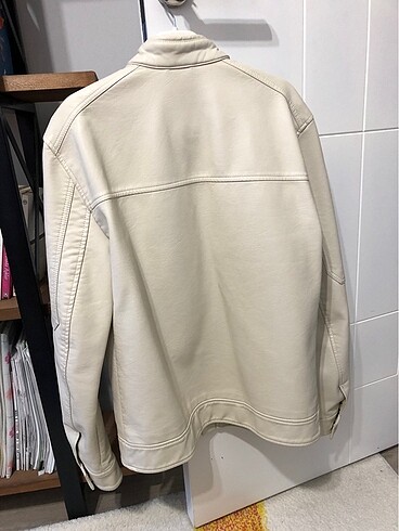 Mavi suni deri ceket - Görsel 6