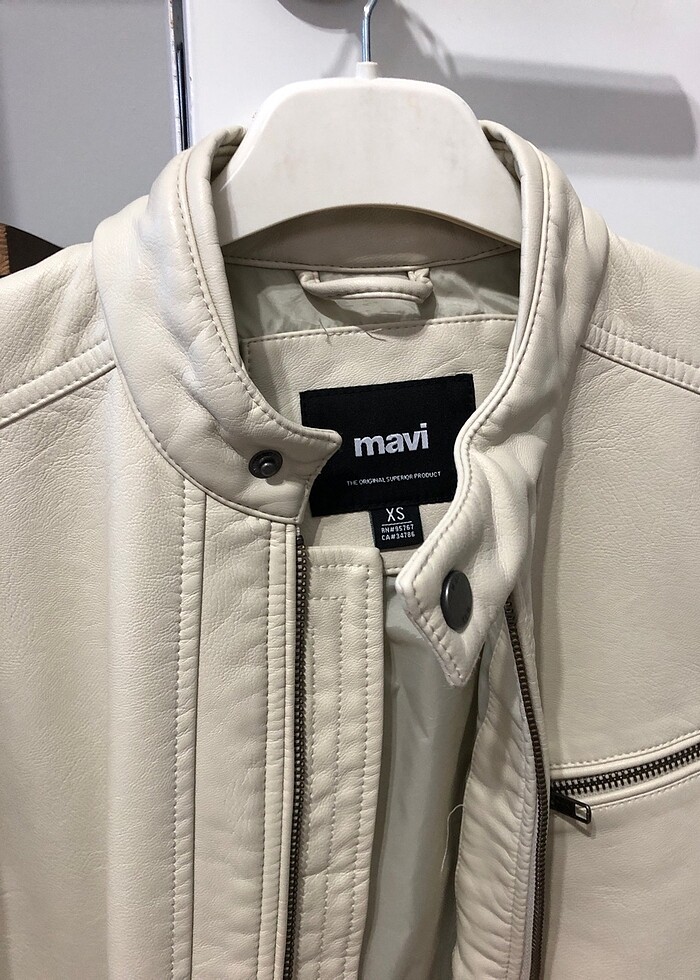 Mavi suni deri ceket - Görsel 2