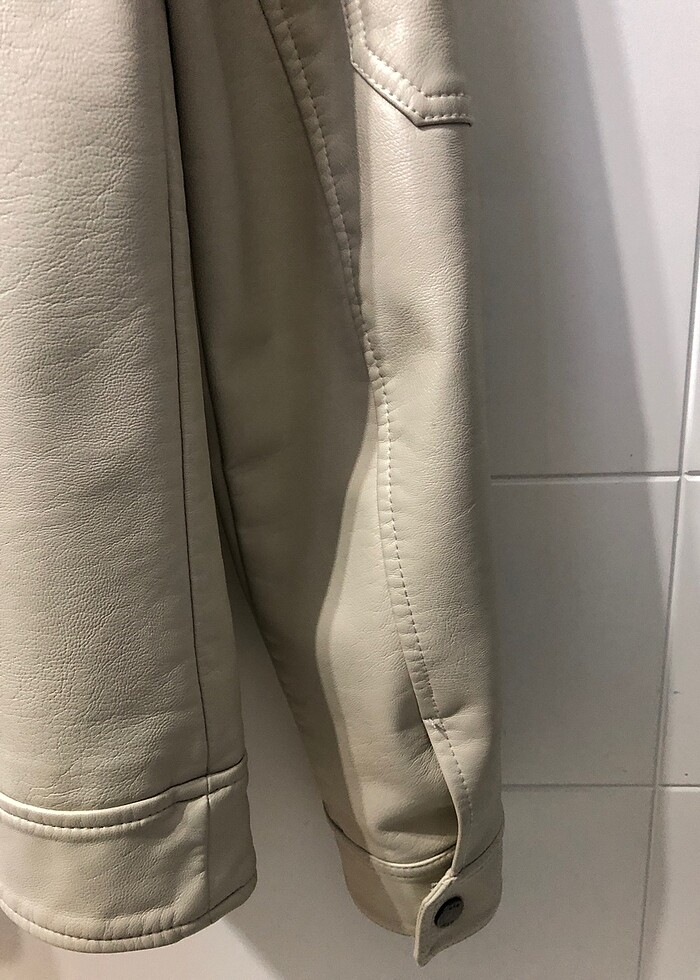 Mavi suni deri ceket - Görsel 5