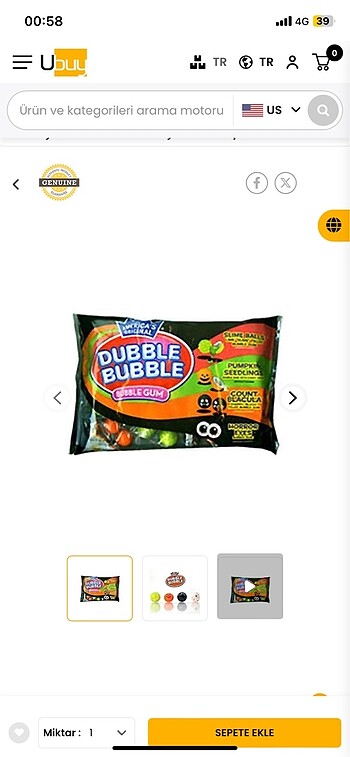  Beden Dubnle Bubble Gum Amerika