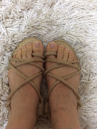 37 Beden camel Renk Halat sandalet