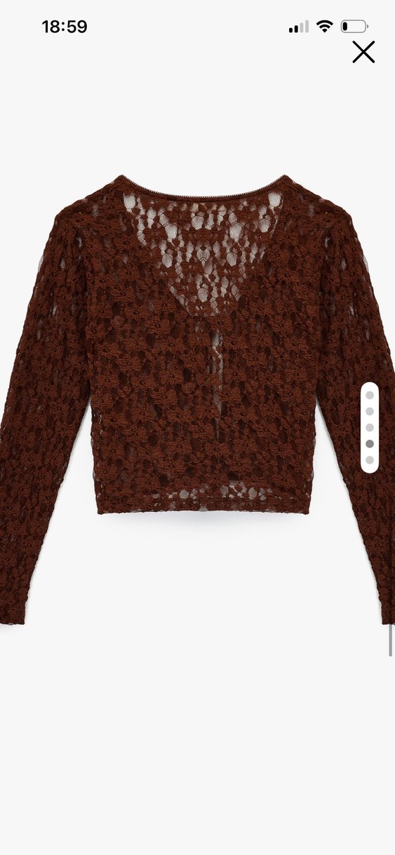 Dantel Detaylı Kahverengi V Yaka Kadın Hırka - Görsel 2