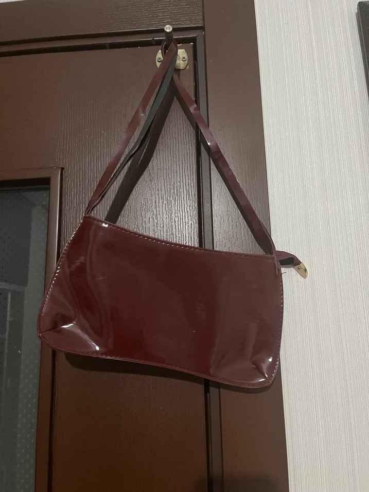 Bordo Deri Tokalı Kadın Çanta - Görsel 2