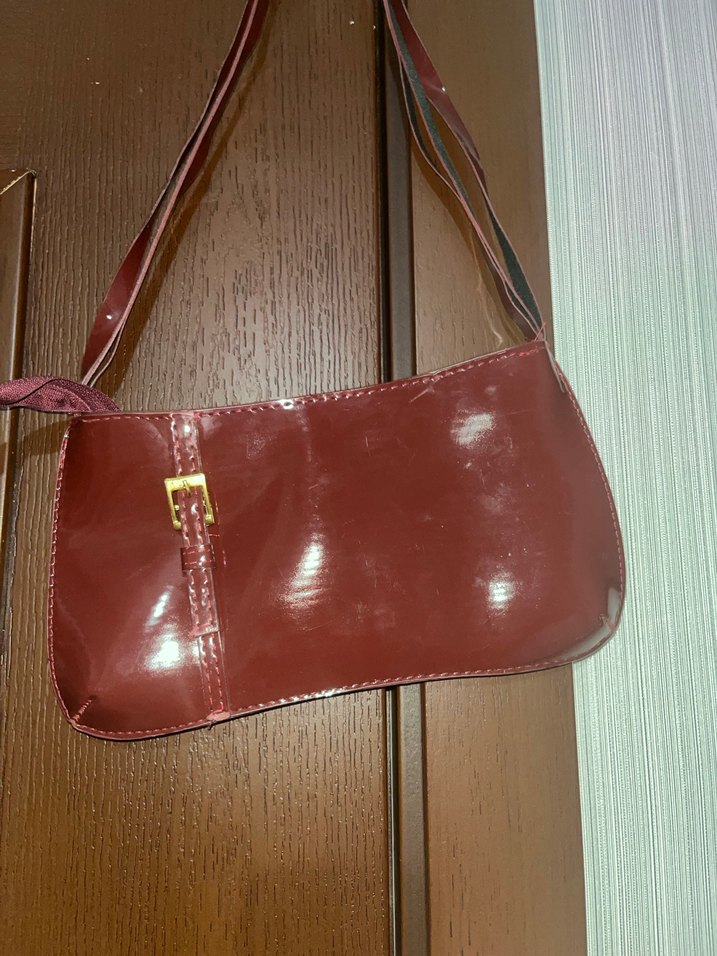 Bordo Deri Tokalı Kadın Çanta - Görsel 3