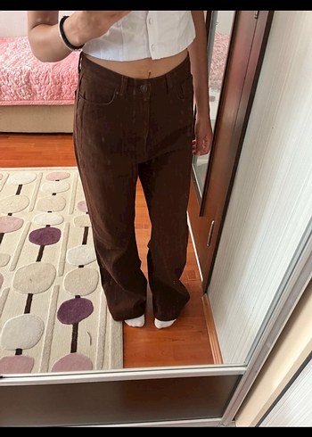 Kahverengi  Kadın İspanyol Paça Pantolon - Görsel 2