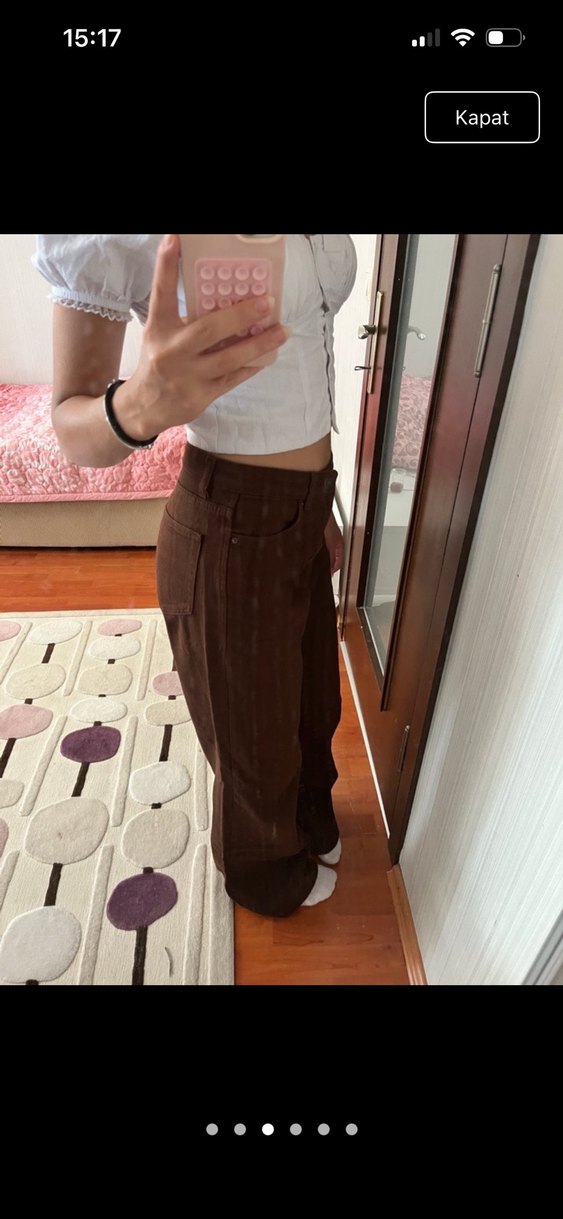 Kahverengi  Kadın İspanyol Paça Pantolon - Görsel 3