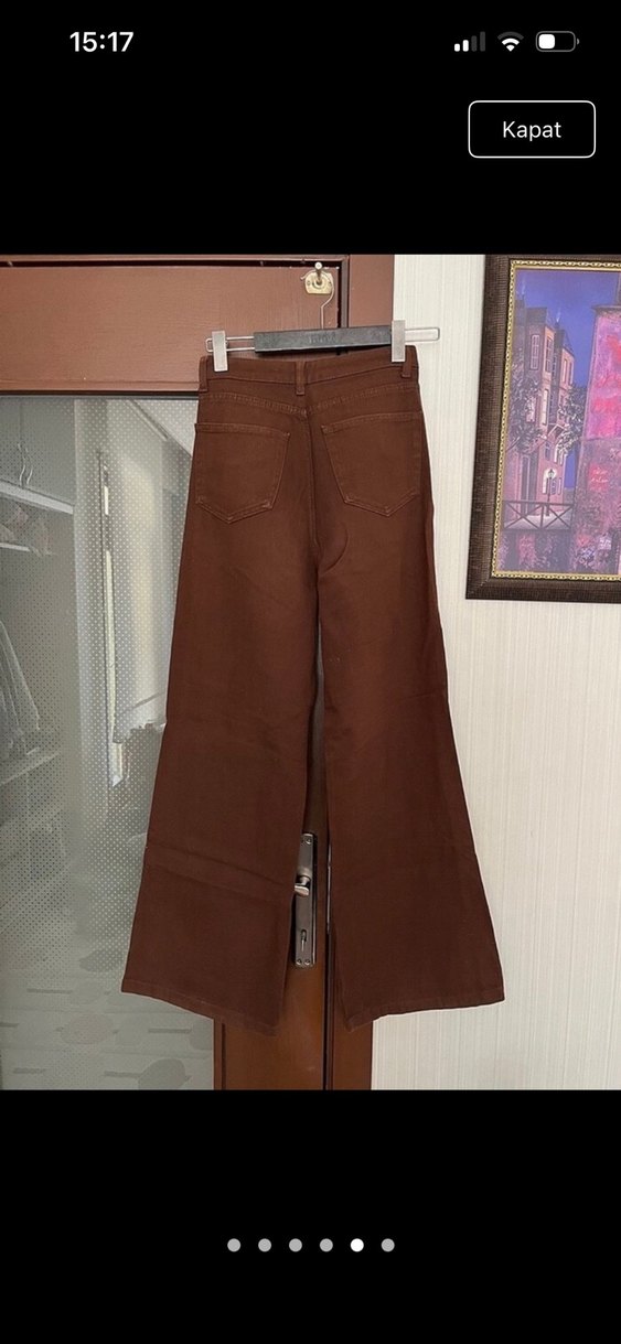 Kahverengi  Kadın İspanyol Paça Pantolon - Görsel 5
