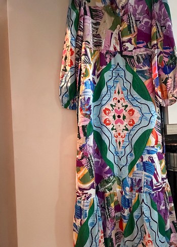 Bohem Çok Renkli Uzun Kollu Elbise - Görsel 3